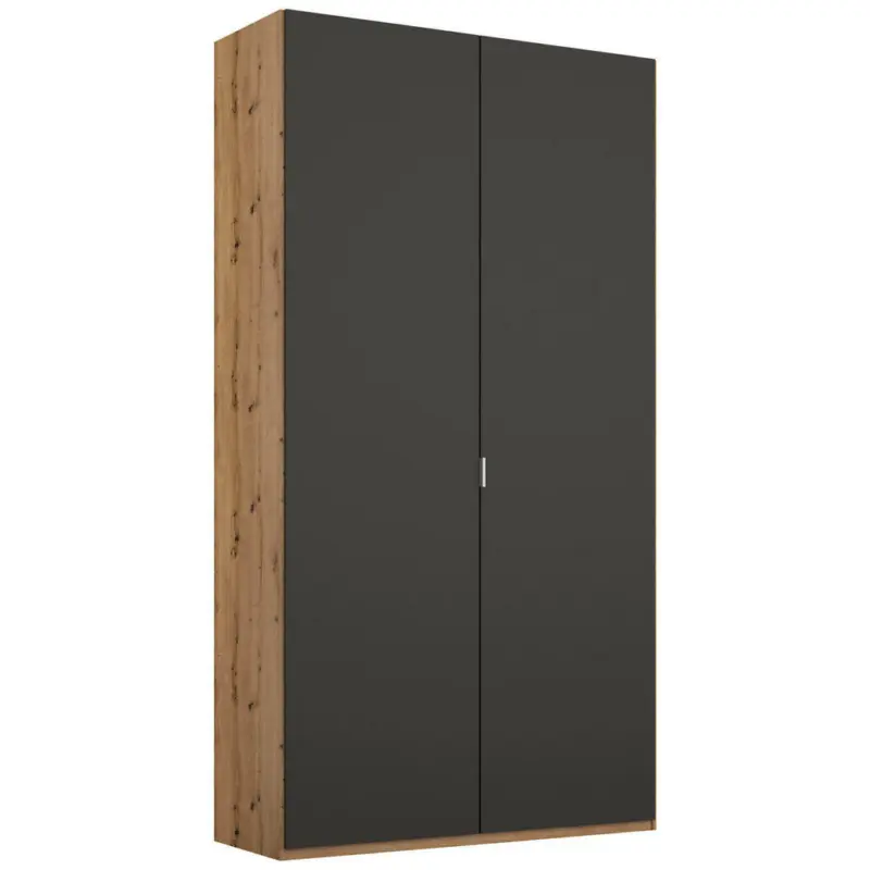 Drehtürenschrank in Graphitfarben, Eichefarben