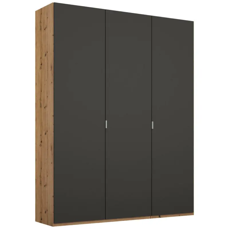 Drehtürenschrank in Graphitfarben, Eichefarben