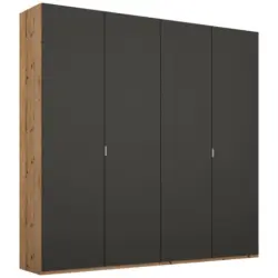 Drehtürenschrank in Graphitfarben, Eichefarben