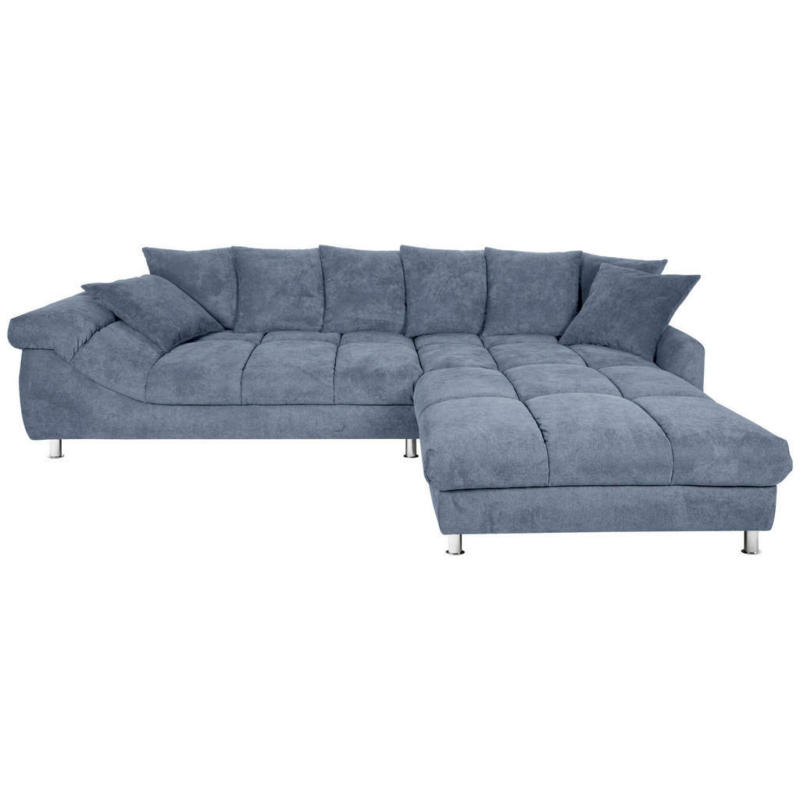 Ecksofa in Webstoff Blau, Grau