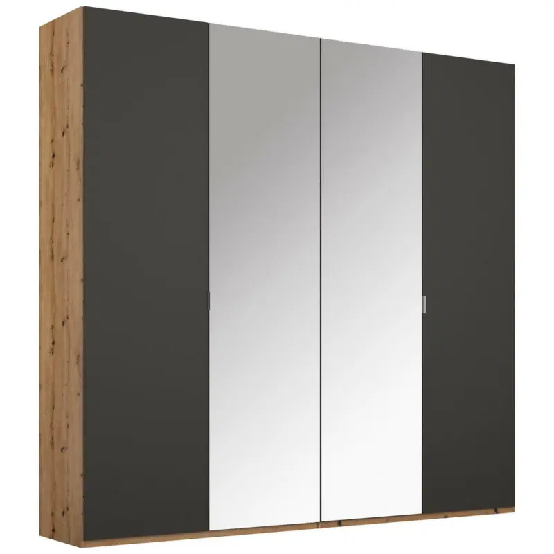 Drehtürenschrank in Graphitfarben, Eichefarben