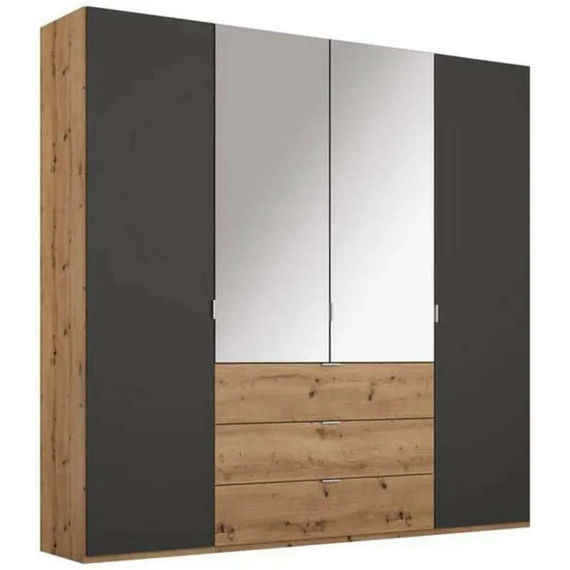 Drehtürenschrank in Graphitfarben, Eichefarben