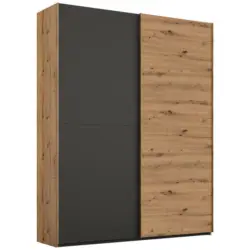 Schwebetürenschrank in Graphitfarben, Eiche Artisan
