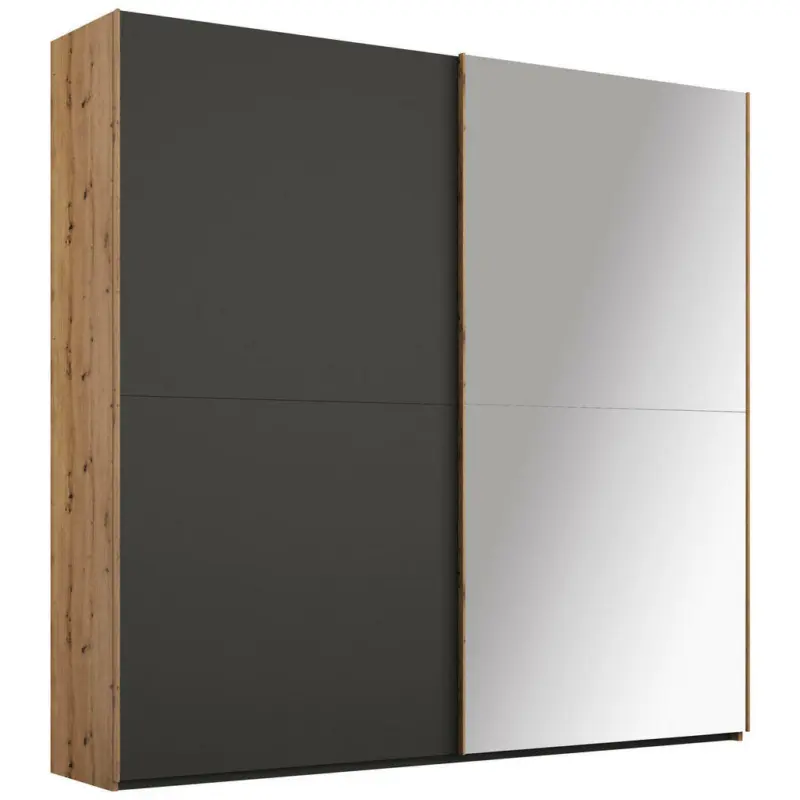 Schwebetürenschrank in Graphitfarben, Eiche Artisan