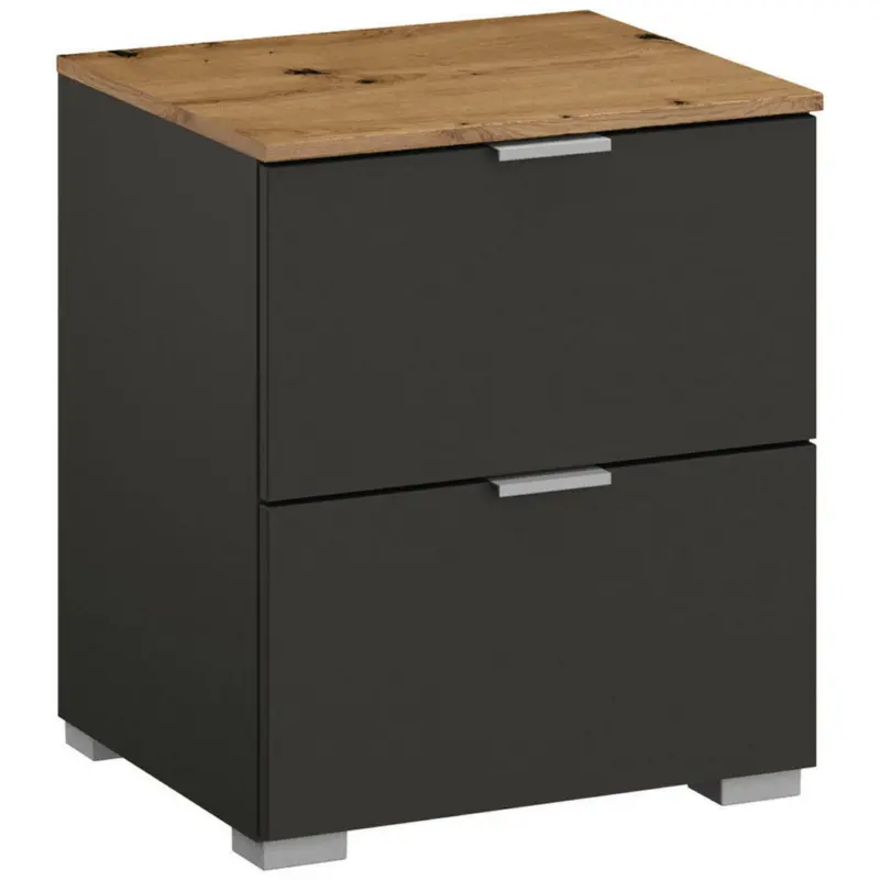 Nachtkästchen in Graphitfarben, Eiche Artisan