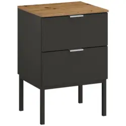 Nachtk&auml;stchen in Graphitfarben, Eiche Artisan