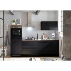 Küchenblock 260 cm in Schwarz