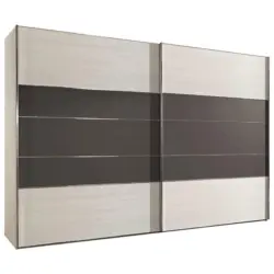 Schwebetürenschrank in Dunkelgrau, Lärchefarben
