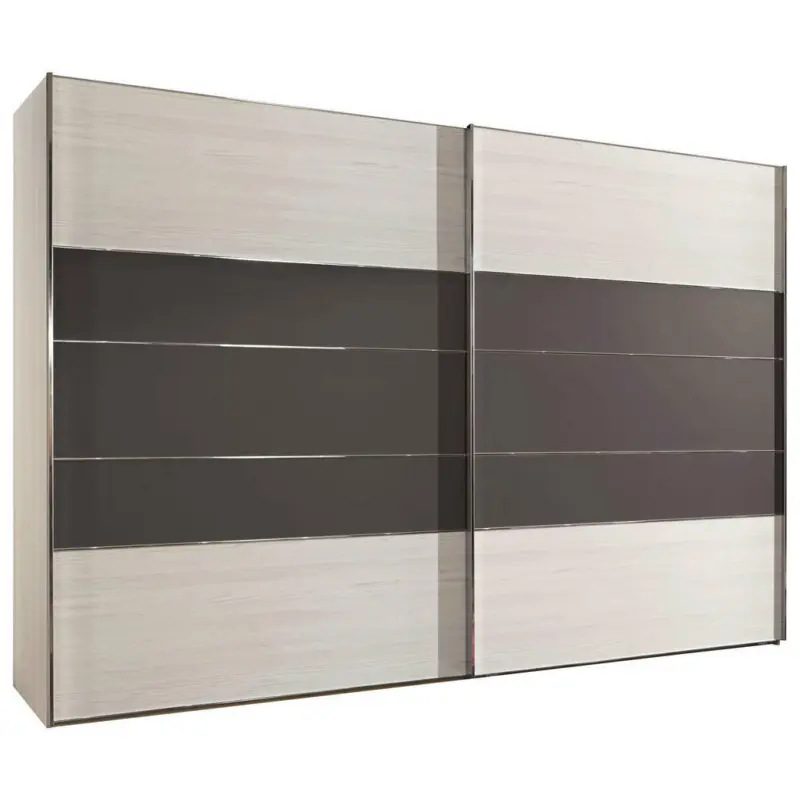 Schwebetürenschrank in Dunkelgrau, Lärchefarben