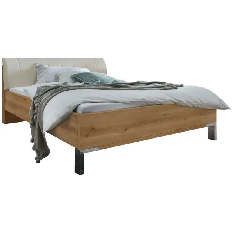 Bett 180/200 cm in Champagner, Eiche Bianco