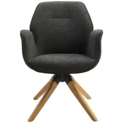 Armlehnstuhl in Holz, Textil Anthrazit, Naturfarben