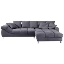 Ecksofa in Webstoff Dunkelgrau