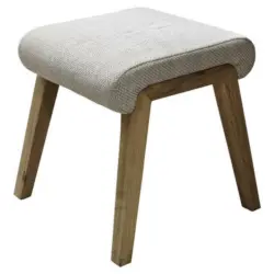 Hocker in Textil Creme, Eichefarben
