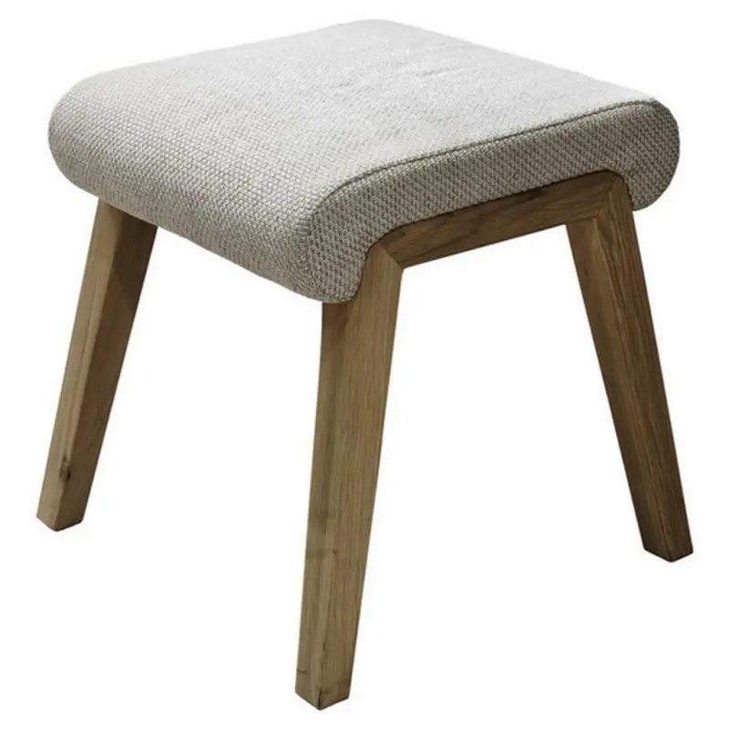 Hocker in Textil Creme, Eichefarben
