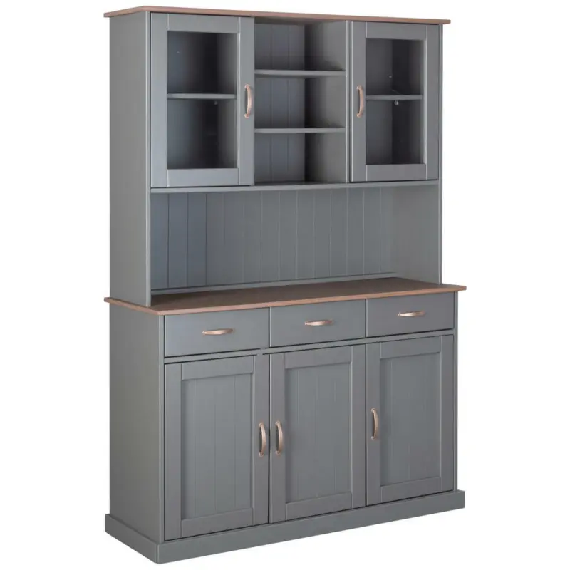 Kredenz in massiv Kiefer Braun, Grau