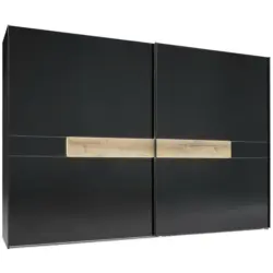 Schwebetürenschrank in Schwarz, Eichefarben