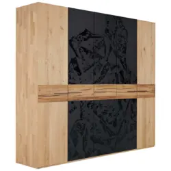 Drehtürenschrank in Graphitfarben, Eichefarben
