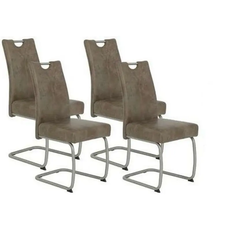 Schwingstuhl-Set 4 Stück in Edelstahl Mikrofaser