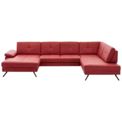 Wohnlandschaft in Lederlook, Mikrofaser Rot