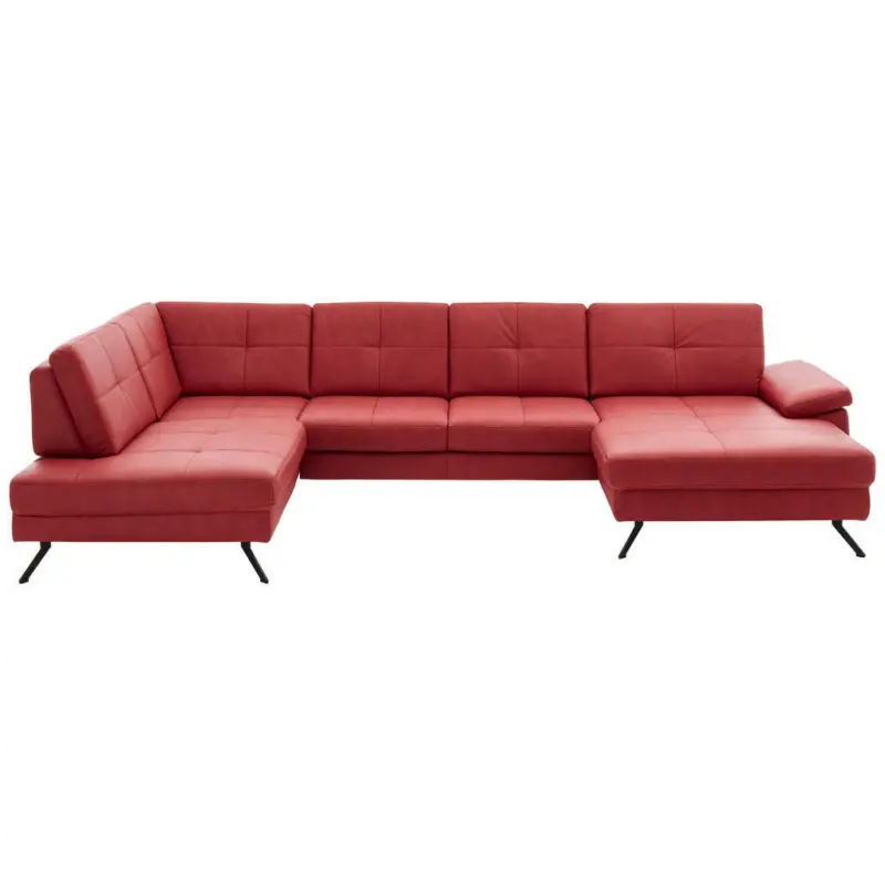 Wohnlandschaft in Lederlook, Mikrofaser Rot