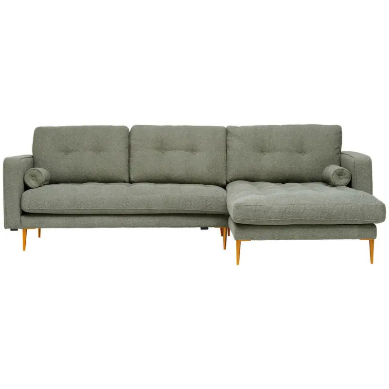 Ecksofa in beflockt Olivgrün