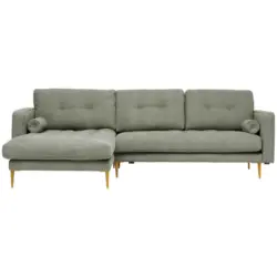 Ecksofa in beflockt Olivgrün