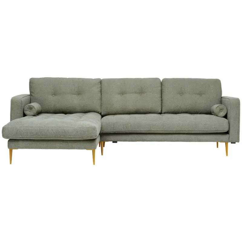 Ecksofa in beflockt Olivgrün