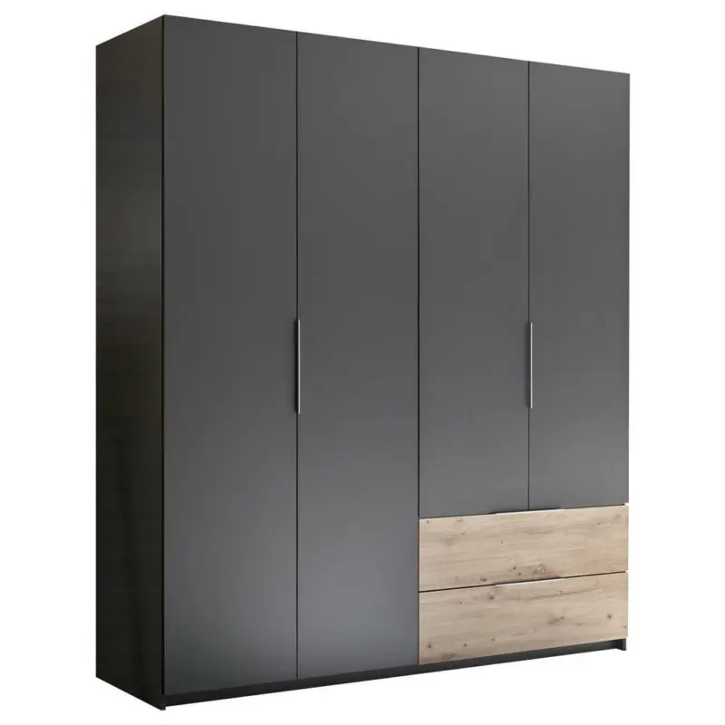 Falttürenschrank in Graphitfarben, Eichefarben