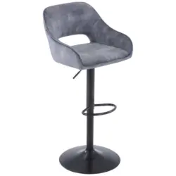 Barhocker in Metall, Textil Grau, Schwarz