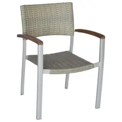 Gartensessel-Set Holz, Metall, Kunststoff Silberfarben, Akaziefarben, Beige