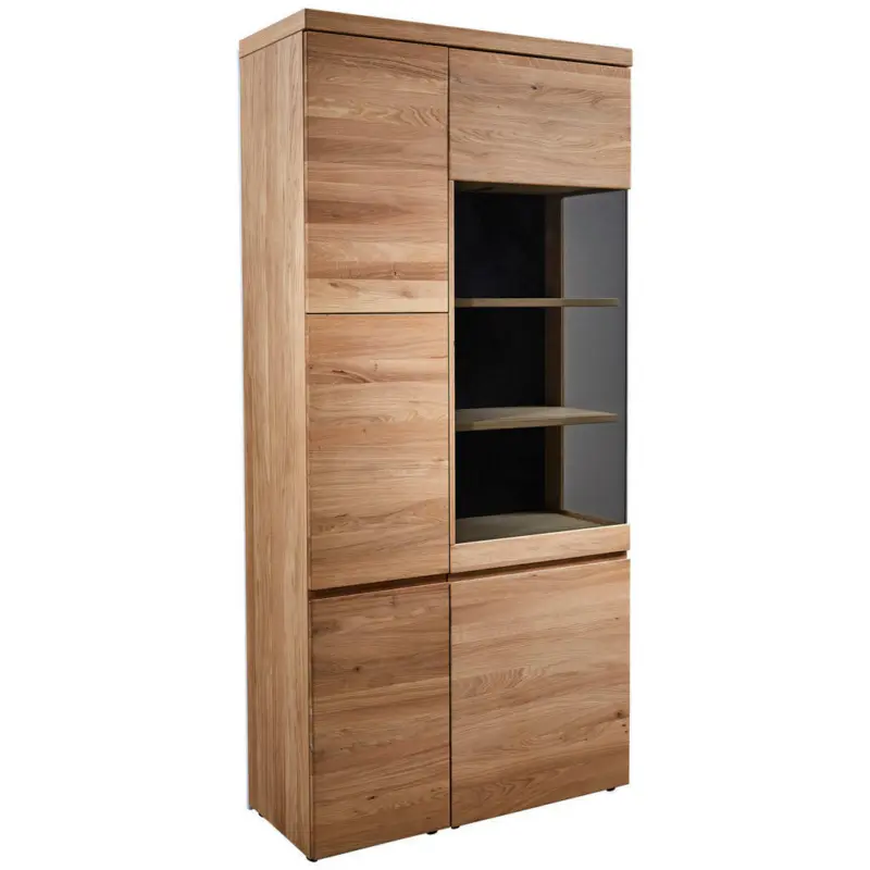 Vitrine in teilmassiv Wildeiche Anthrazit, Eichefarben