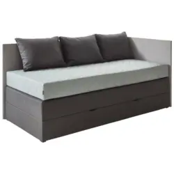 Boxspringbett 90/200 cm in Hellgrau, Dunkelgrau