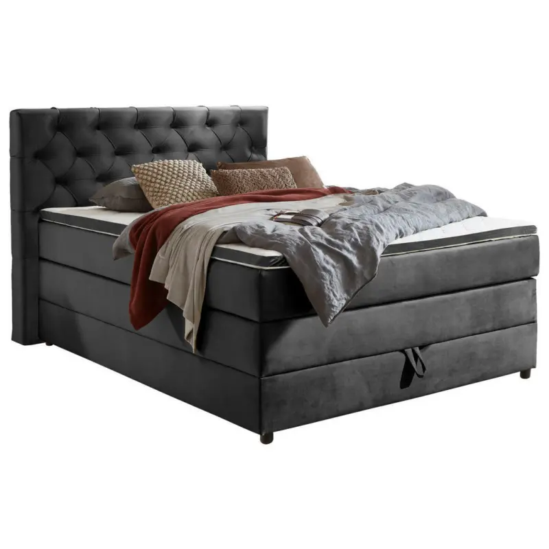 Boxspringbett 140/200 cm in Anthrazit