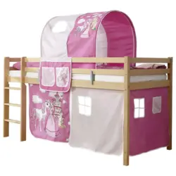 Mittelhohes Bett 90/200 cm Weiß, Pink