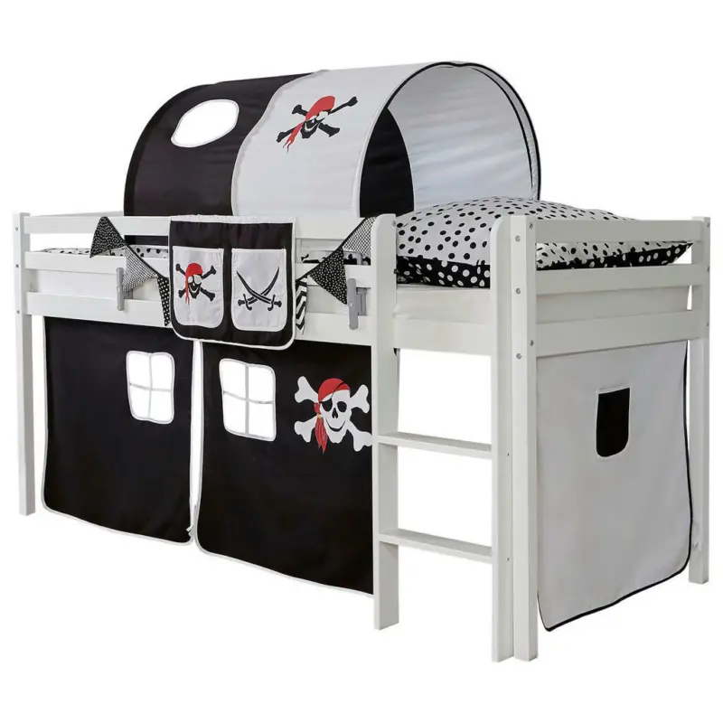 Mittelhohes Bett 90/200 cm Schwarz, Weiß