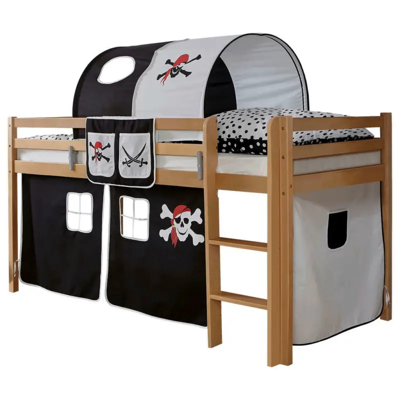 Mittelhohes Bett 90/200 cm Schwarz, Weiß