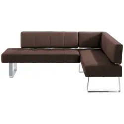 Eckbank 227/165 cm in Braun, Edelstahlfarben