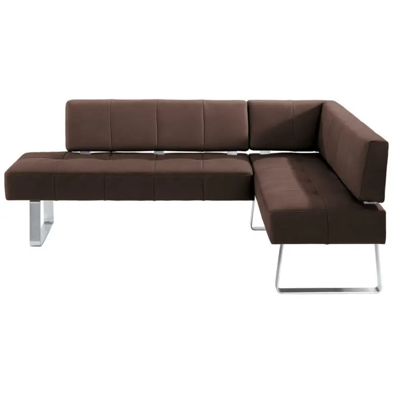 Eckbank 227/165 cm in Braun, Edelstahlfarben