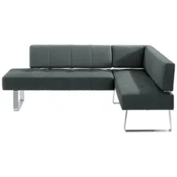 Eckbank 227/165 cm in Edelstahlfarben, Dunkelgrau