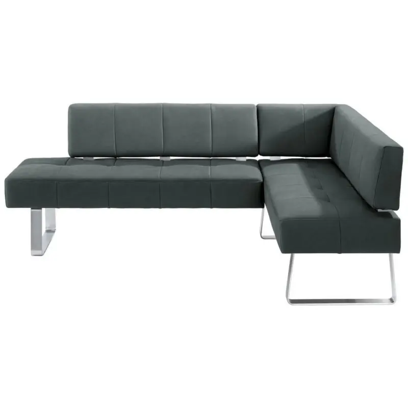 Eckbank 227/165 cm in Edelstahlfarben, Dunkelgrau