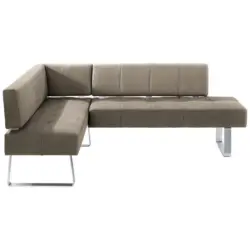 Eckbank 165/227 cm in Edelstahlfarben, Sandfarben