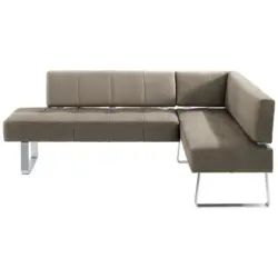 Eckbank 227/165 cm in Edelstahlfarben, Sandfarben