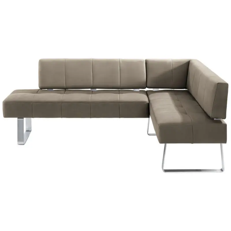 Eckbank 227/165 cm in Edelstahlfarben, Sandfarben