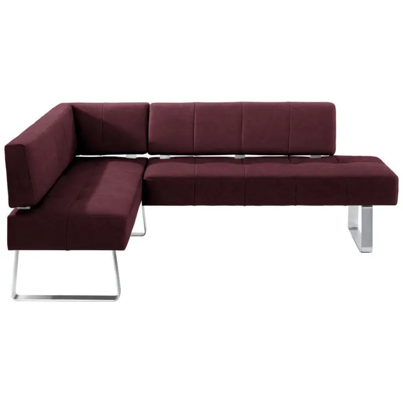 Eckbank 165/227 cm in Edelstahlfarben, Bordeaux