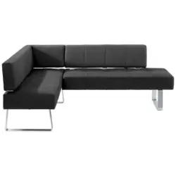 Eckbank 165/227 cm in Edelstahlfarben, Dunkelbraun