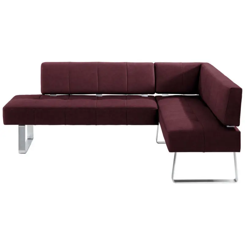 Eckbank 227/165 cm in Edelstahlfarben, Bordeaux