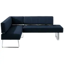 Eckbank 165/227 cm in Edelstahlfarben, Dunkelblau