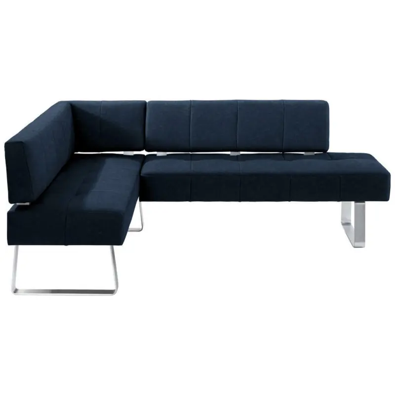 Eckbank 165/227 cm in Edelstahlfarben, Dunkelblau