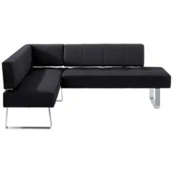 Eckbank 165/227 cm in Schwarz, Edelstahlfarben