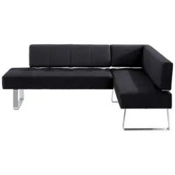 Eckbank 227/165 cm in Schwarz, Edelstahlfarben